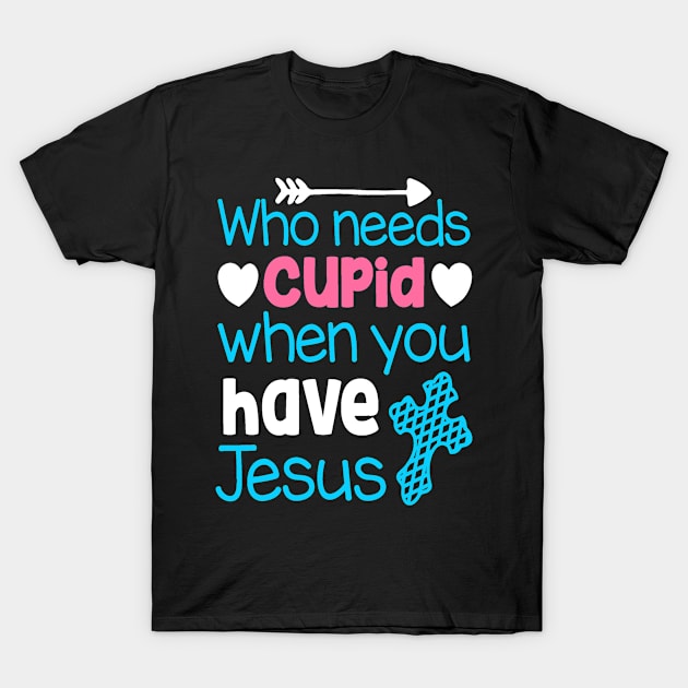 Cupid Valentine Blue Jesus Lover T-Shirt by Melaine GoddessArt